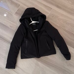 Cropped black winter parka Zara